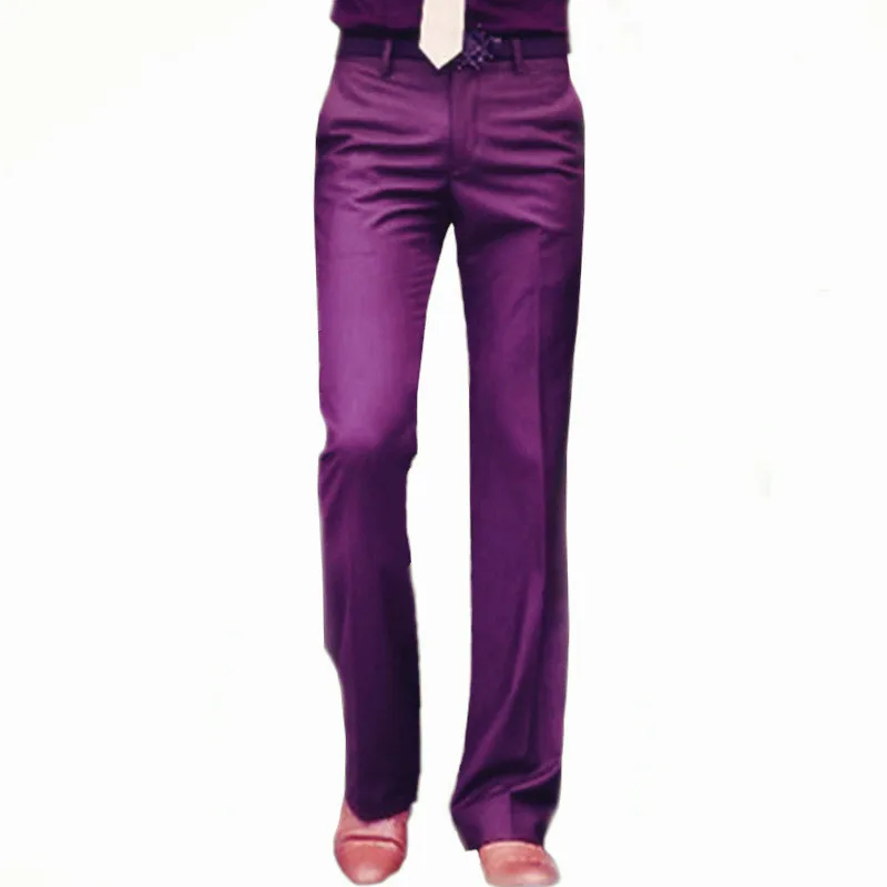 Новые расклешенные брюки Modis мужские летние прямые брюки от костюма Британский досуг свободные горячие ноги брюки деловые штаны для мужчин Размер 37 - Цвет: Wine red