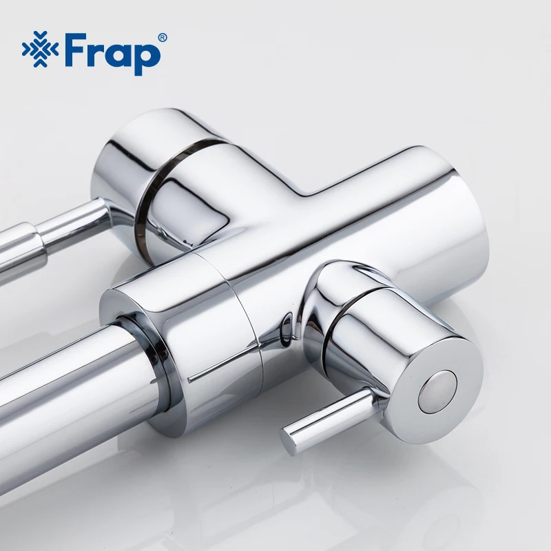 Хромированный смеситель для кухонной мойки Frap F4352 с поворотом на 360 градусов и