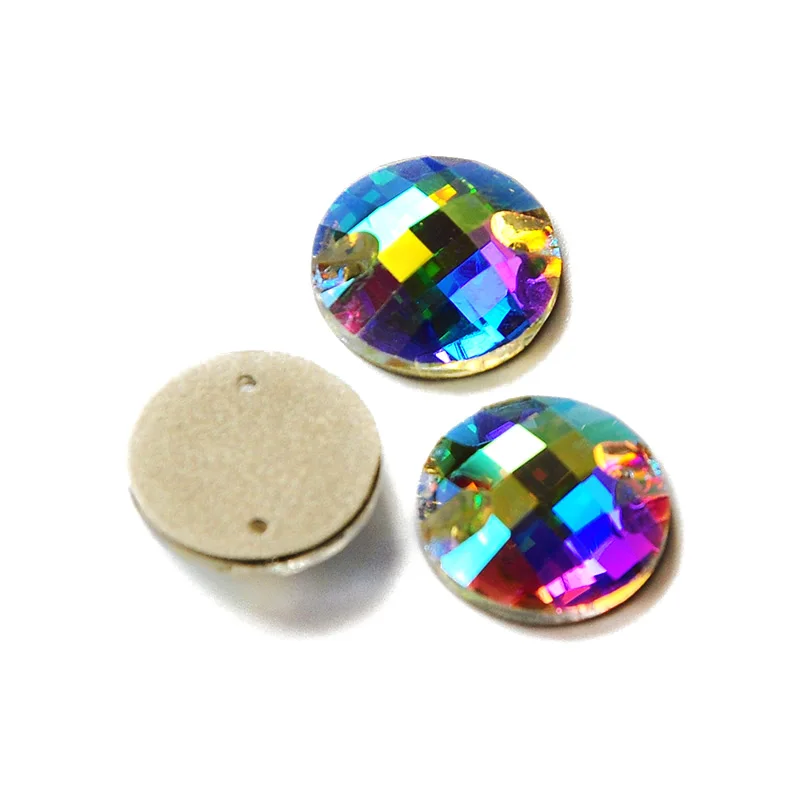 Crystal AB Sew On Rhinestones sparkle Round Strass Rainbow For Jewelry Dress Gymnastics Garment Decoration