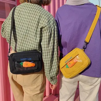 

2019 Summer New Cartoon Carrot Women Canvas Bags Shoulder Bags Female Casual Zipper Students Handbags Messenger Bags