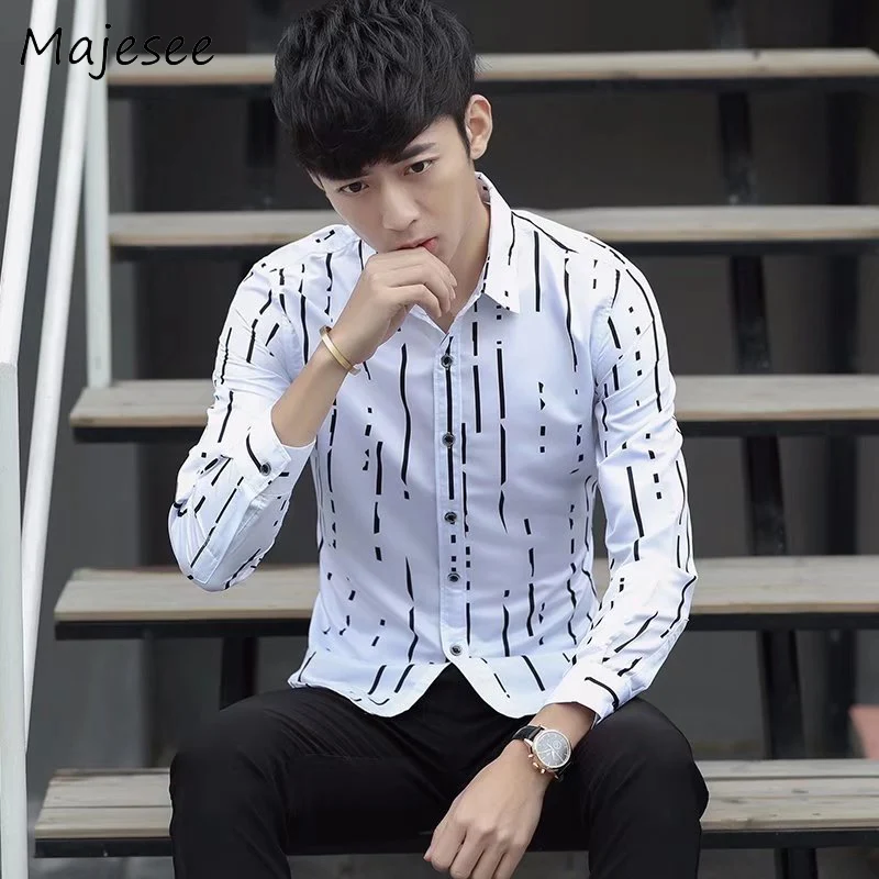

Striped Plaid Men Long Sleeve Shirt Mens Single Breasted Shirts Thin Korean Style Chic Comfortable Male Clothing Fashion Soft
