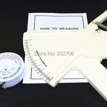 Горячая распродажа!! Тела штангенциркуль для замера жировых отложений(кожи калипер для складки)+ Калькулятор индекса массы тела(BMI лента для измерения тела