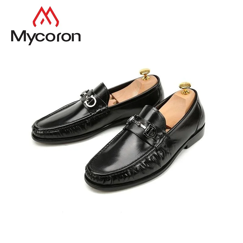

MYCORON 2019 New Men Boots Casual Pointed Toe Wedding Brand Designer Dress Shoes Men Leather Oxford Chaussure Homme Cuir