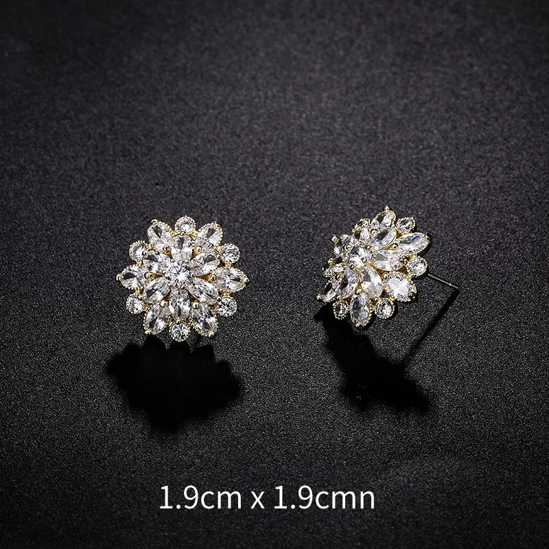 WEIMANJINGDIAN блестящие кубический цирконий CZ Хрустальный цветок серьги стержня для Для женщин