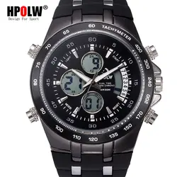 Топ для мужчин часы Элитный бренд HPOLW для Мужчин Кварцевые час аналосветодио дный говый светодиодный спортивные часы для мужчин армия