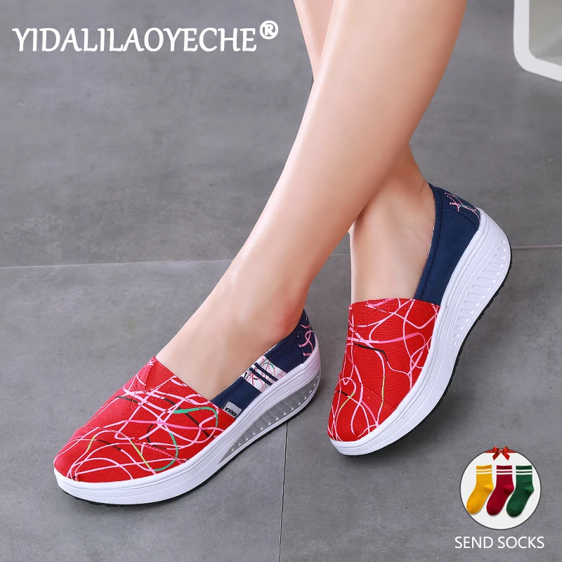 

Women's flat shoes casual shallow mouth slip-on boat shoes 2019 spring and autumn elegant ladies plaid canvas platform shoes