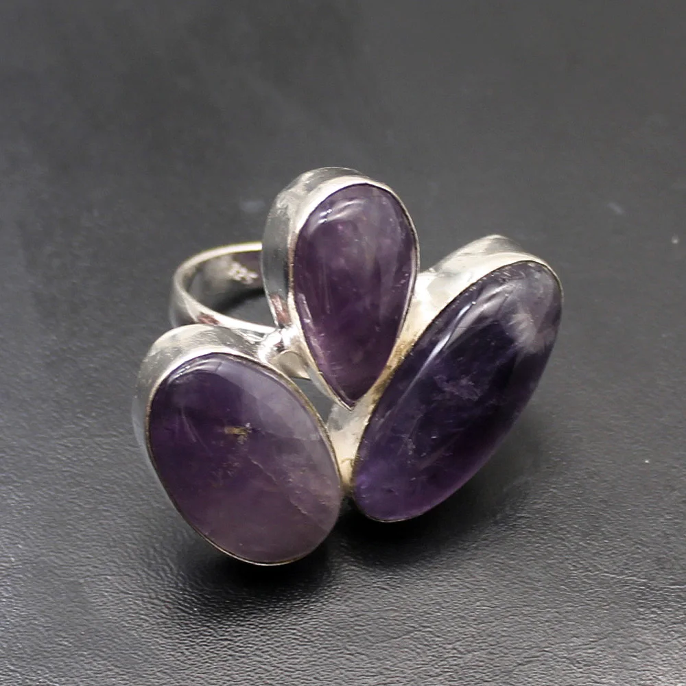 Hermosa три камня фиолетовый Charoite модные ювелирные изделия кольцо Размер 8 5 A15