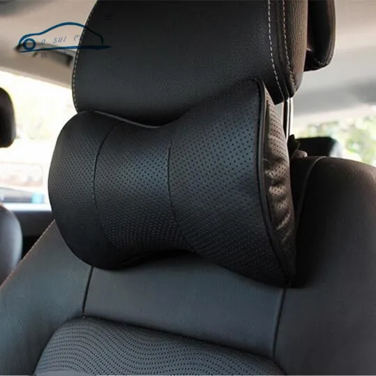 1pcs Top Layer Leather Car Headrest Upscale Auto supplies neck Safety Pillow/  Car neck support pillow Newest 2016