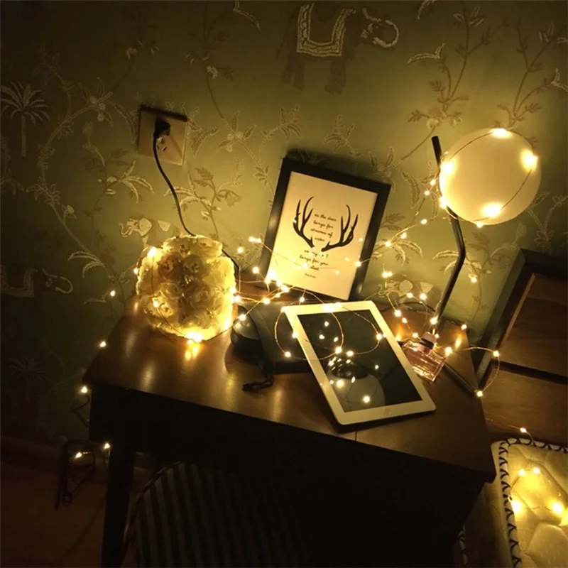 Conduziu a Luz da Corda do Natal Lâmpadas de Luzes de Fadas String para o Feriado Festa de Casamento Fio de Cobre Lote m 50 Leds Bateria 3aa 10 Pçs - 5 9 Luzes e Iluminação