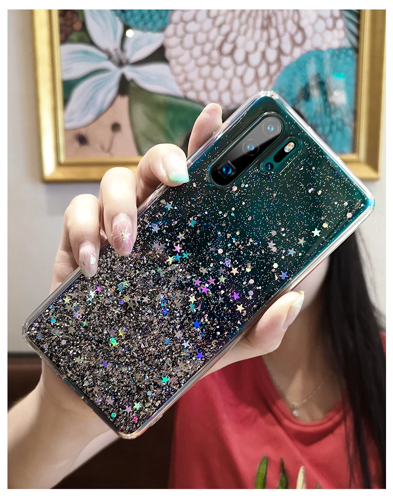 Bling Glitter Case for Huawei P20 Lite P30 Silicon Crystal Sequins Soft Cover for Huawei P30 Lite P20 Pro Transparent Phone Case