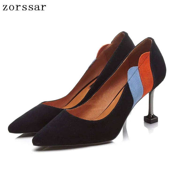 

Zorssar Lady Shoes Kid Suede High Heels Woman Shoes Pointed Toe Dress Shoes Basic Pumps Women Boat zapatos mujer