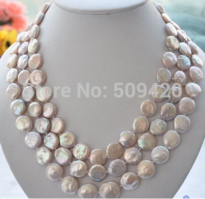 

Free shipping >>@ +>>14mm lavender coin freshwater pearl necklace 48