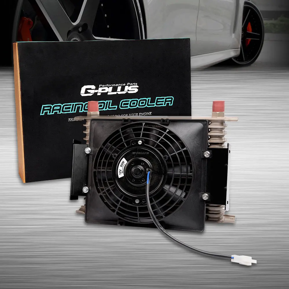 

15 Row 10AN Universal Engine Transmission Oil Cooler+7" Fixed Cooling Fan Kit Gold