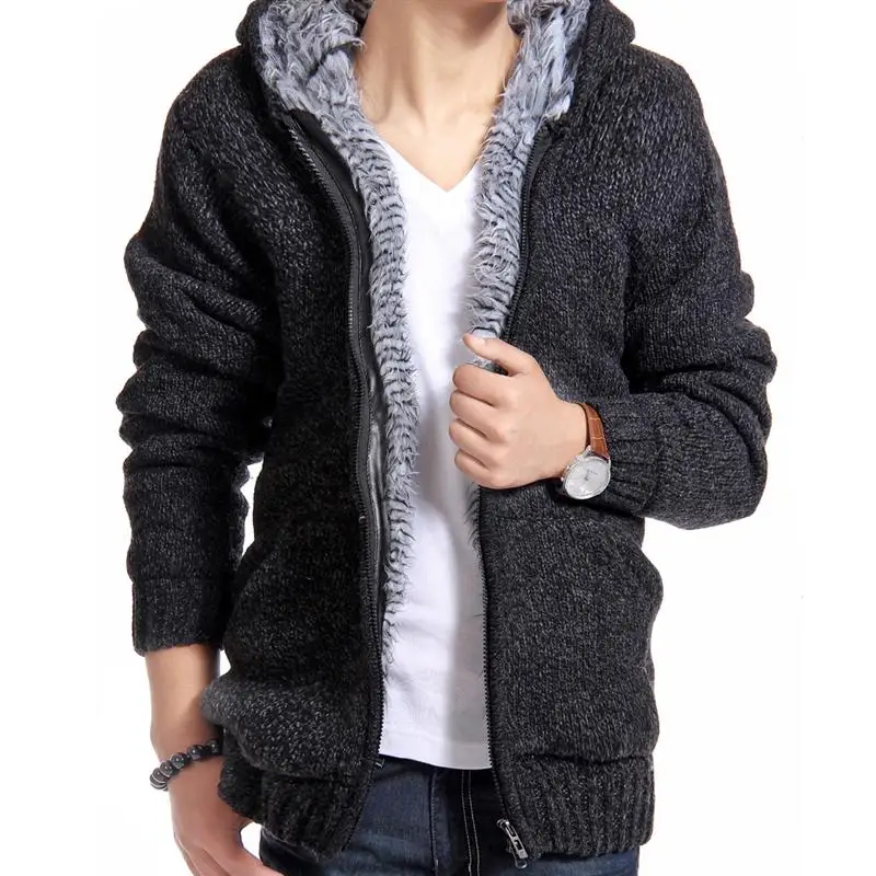 Jacket Men Thick Velvet Cotton Hooded Fur Jacket Mens