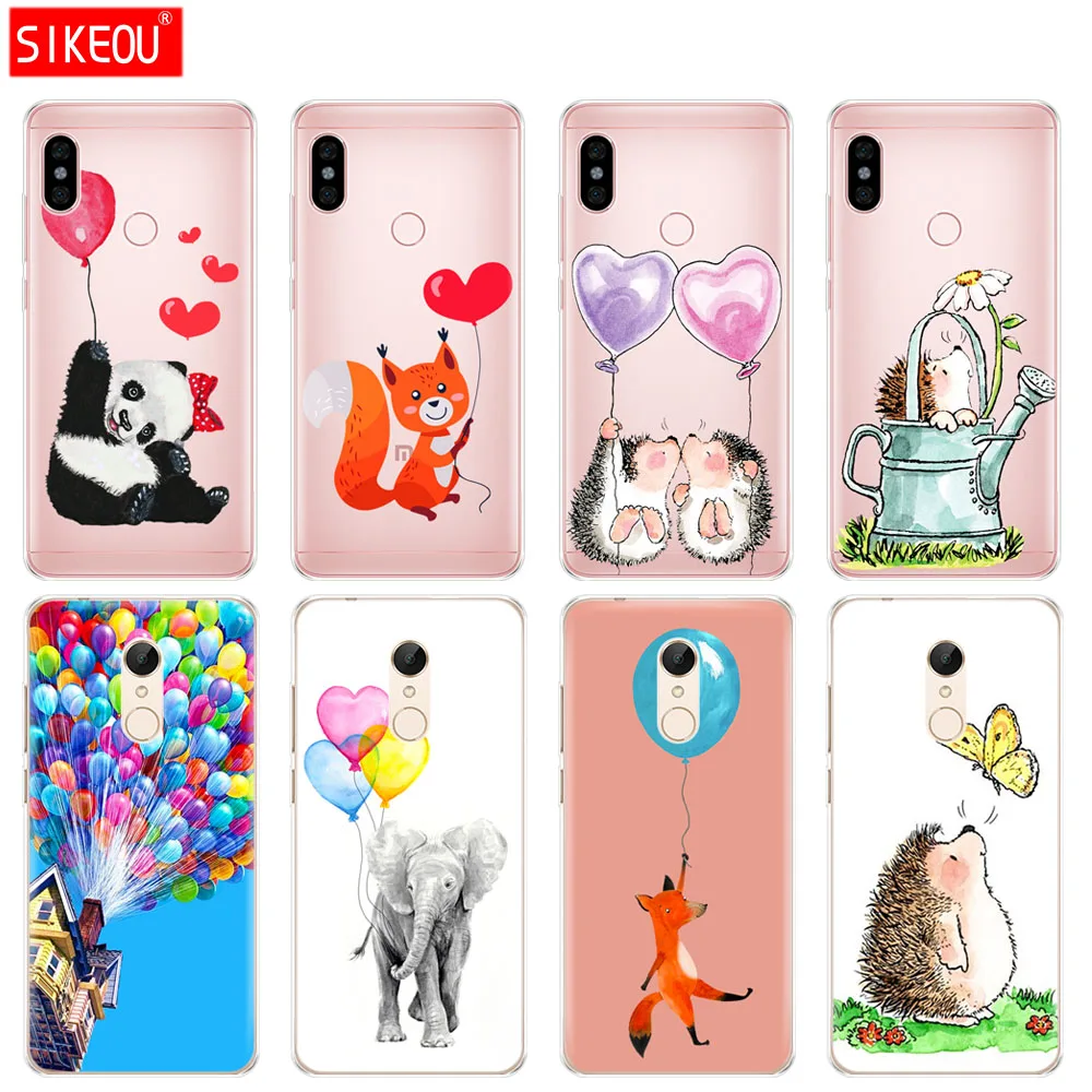 

Silicon Cover phone Case for Xiaomi redmi S2 Y2 6 5 2 3 3s pro PLUS redmi note 4 4X 4A 5A 6A animal Hedgehogs Love Heart Balloon