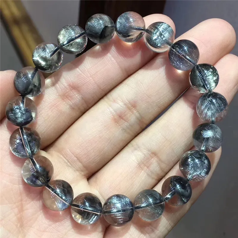 Natural Brookite Platinum Silver Rutilated Quartz Bracelet  (5)