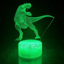 3D визуальная Иллюзия динозавр светодиодный 7 цветов сенсорный пульт дистанционного управления светильник светится в темноте игрушка спящий Ночной светильник подарок на день рождения мальчика