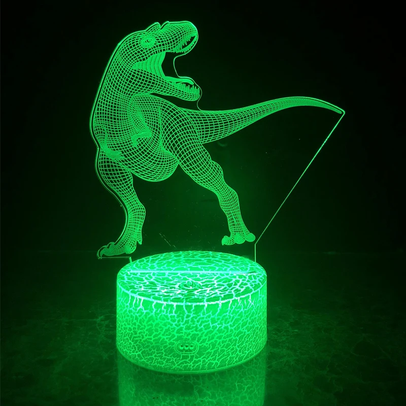 

3D Visual Illusion Dinosaur LED 7 Color Touch Remote Control Light Up Glow In The Dark Toy Sleeping Nightlight Boy Birthday Gift