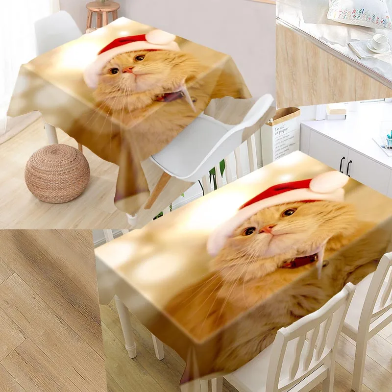 

Custom Merry Christmas Animals Table Cloth Oxford Rectangular Waterproof Oilproof Table Cover Wedding Tablecloth &L035SJ