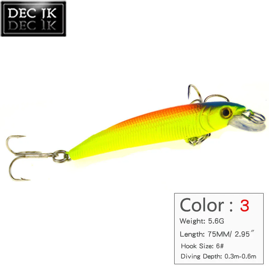 6PCS Plastic Hard Sea Fishing Lure Fake Bait Jerkbait Pike Tackle Float Crankbaits Minnow 3D Fish Eye Saltwater Lures Laser Baits (3)