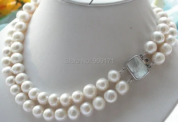 

Free Shipping>>A++ 2ROW 10-11mm white round CULTURED PEARL necklace
