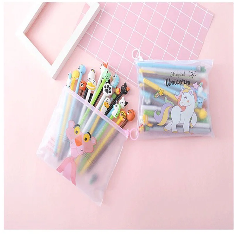 

TOPSTHINK Cartoon characters pencil bag transparent plastic pencil pouch animal vivid pen novelty pencil case 20 pcs set