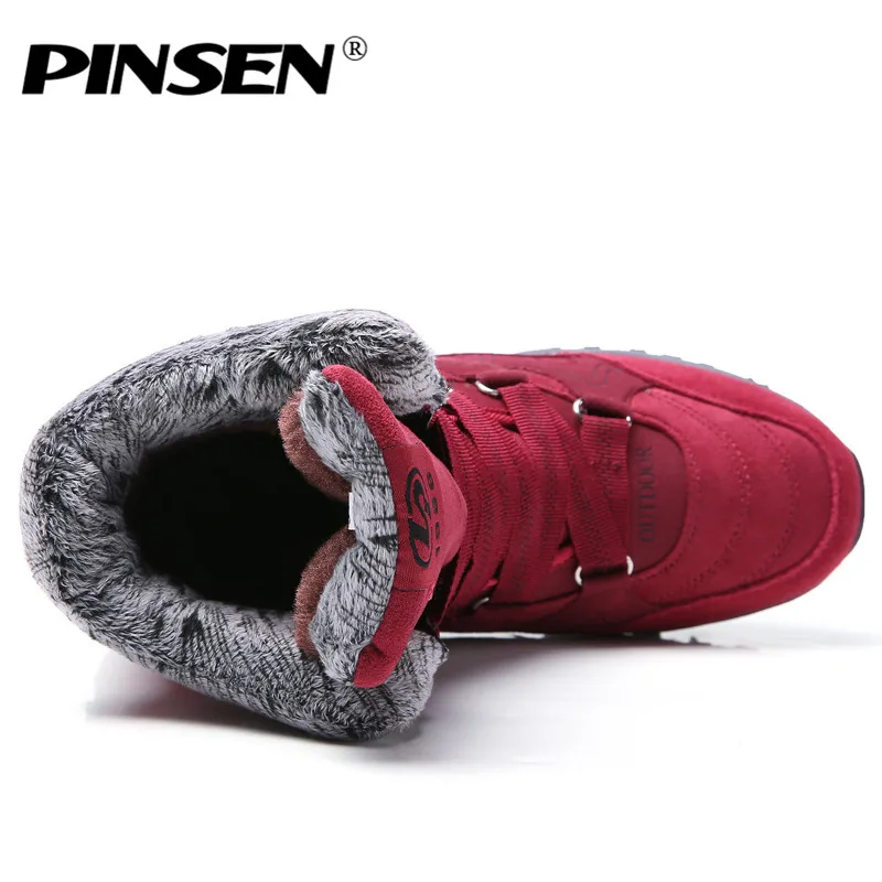 Новые женские сапоги PINSEN 2020 высококачественные кожаные замшевые зимние