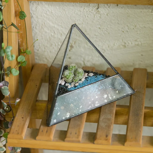 Modern Tabletop Geometric Glass Terrarium Window Sill Box Succulent Flowerpot Pyramid Plants Container Planter Bonsai Flower Pot