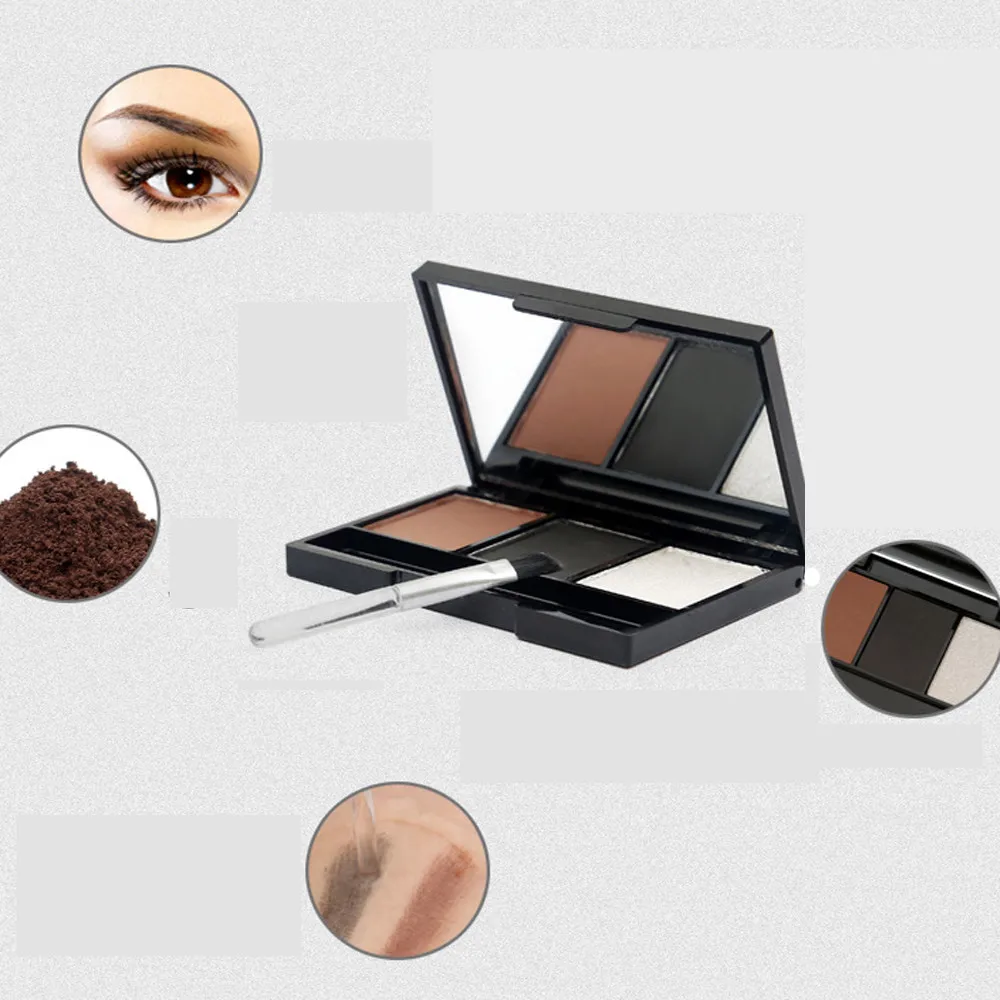 

3 Color Eyebrow Powder Palette Cosmetic Brand Eye Brow Enhancer Professional Waterproof Makeup Eye Shadow With Brush Mirror Box