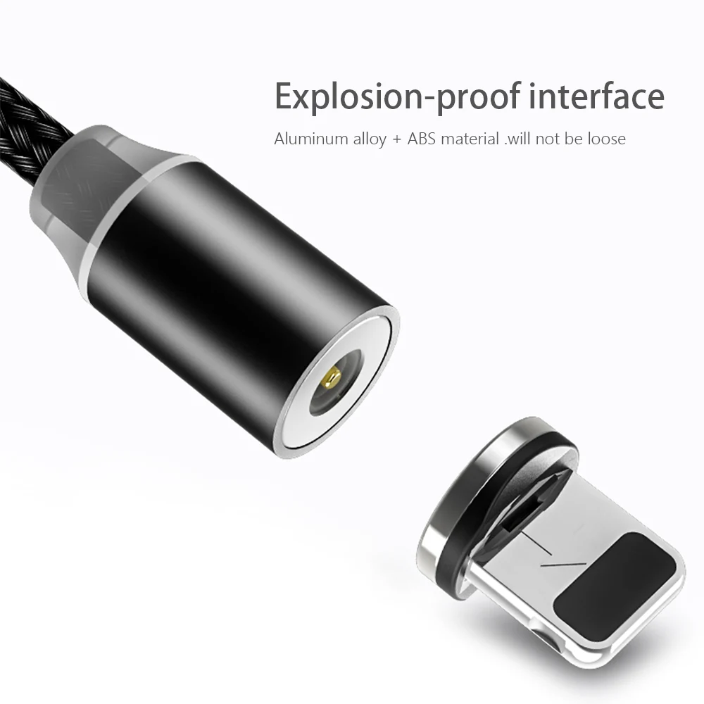 CBAOOO 360 светодиодный магнитный Micro USB кабель type-C зарядный кабель для iPhone XR XS MAX X 8 7 6 Plus Магнитный зарядный провод для мобильного телефона