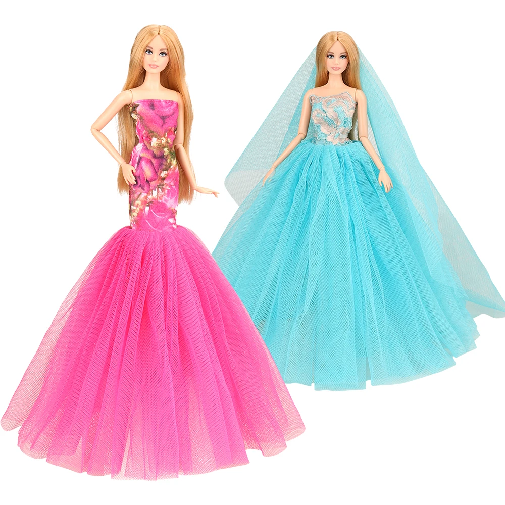 

2019 newest fashion hot sale handmade party evening dresses 2 Items/set doll accessories outfit for barbie doll dressing up