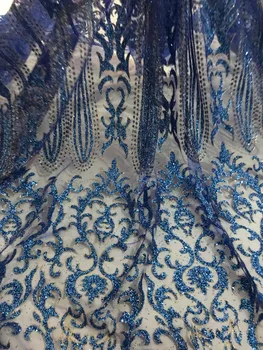 

5yards Newest African embroidery Lace Glued Glitter lace fabric J-668 French net mesh tulle Lace Fabric