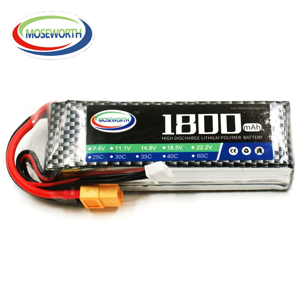 

Lipo Battery 3S 11.1V 1800mAh 40C For RC Drone Car Quadcopter Airplane Helicopter Remote Control Toys Lithium Polymer Battery