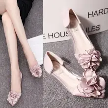 Summer Autumn Flats Shoes Big Camellia Flower Sweet Lady Transparent Flat Heel Shoes Sandals Slip On Basic Loafers FS66