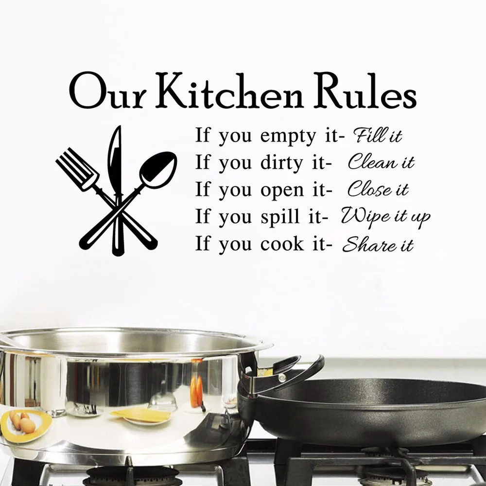 1PCS Kitchen Rules Vinyl Wall Stickers for Kids Room Lettering Art Quote Decals Home Poster Sofa Wall Decoration 6D 1PCS Kitchen Rules Vinyl Wall Stickers for Kids Room Lettering Art Quote Decals Home Poster Sofa Wall Decoration 6D