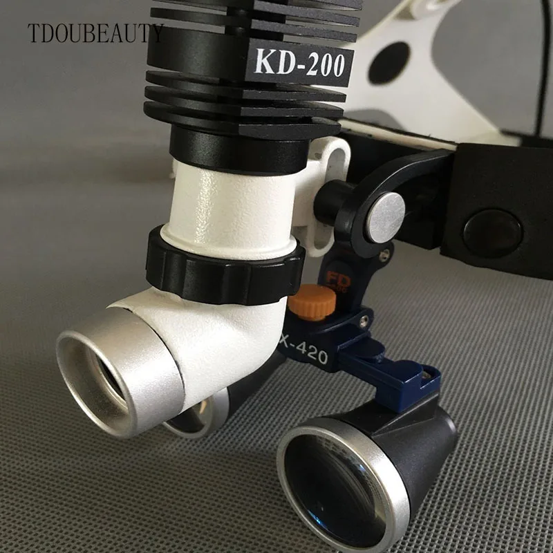 TDOUBEAUTY портативный стоматологический бинокуляр лупы 3,5X420 мм+ односторонний подвижный светодиодный хирургический Налобный фонарик/ENT Головной фонарь