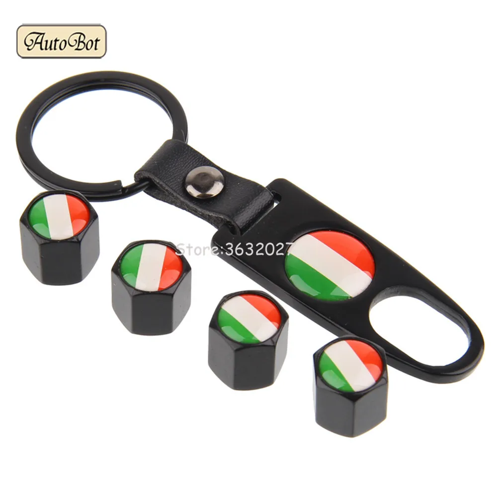 

Italy Flag Logo Wheel Valve Cap With Keychain For Fiat Panda Punto 500L 500 Lancia Ypsilon Renault Clio Ford Fiesta VW Golf Polo
