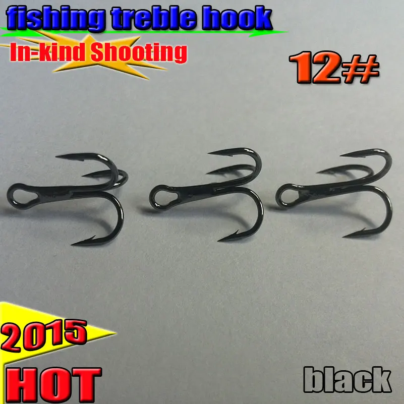 MIZUGIWAFree Shipping Fishing Hook 100pc/Lot 2/4/6/8/10/12# High Carbon  Steel Treble Hooks Fishing Tackle Black