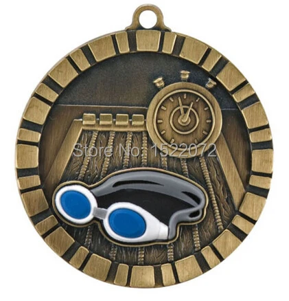 

Top sell factory price Raised Image Swimming Medals Ribbon Award Trophy cheap custom sport medals swimming award ribbons