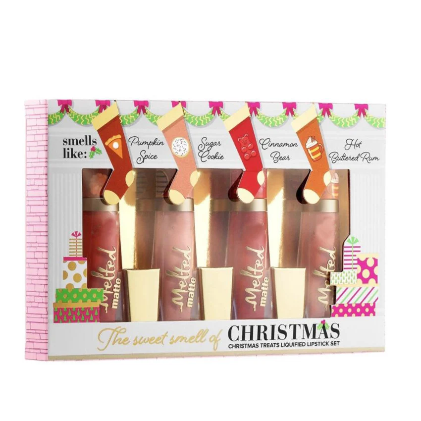 

New Lip Cosmetics Sweet Smell of Christmas Mini Melted Liquid Liquified Lipstick Set 4pcs box set