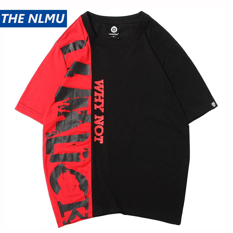 

Hip Hop Patchwork T-shirts Men Streetwear tshirt O-Neck 2019 Summer tshirts Hip Hop Tops Tees for Male Plus Size 4XL 5XL HA165