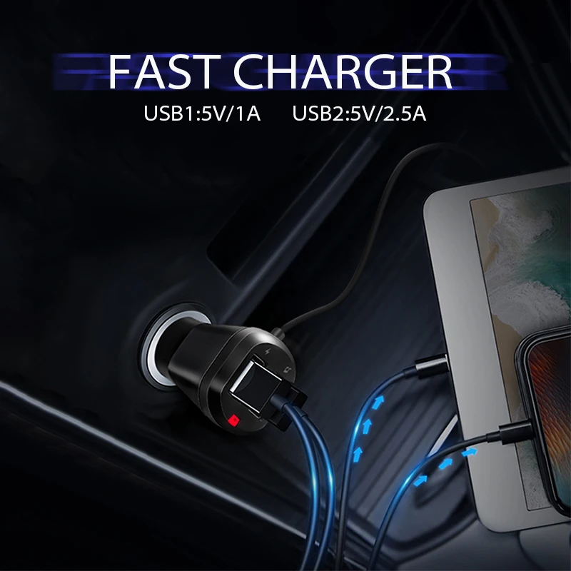ANBES المزدوج USB شاحن سيارة 2.5A سريعة تهمة بلوتوث Aux FM الارسال بلوتوث باليد sfree سيارة كيت الصوت MP3 لاعب
