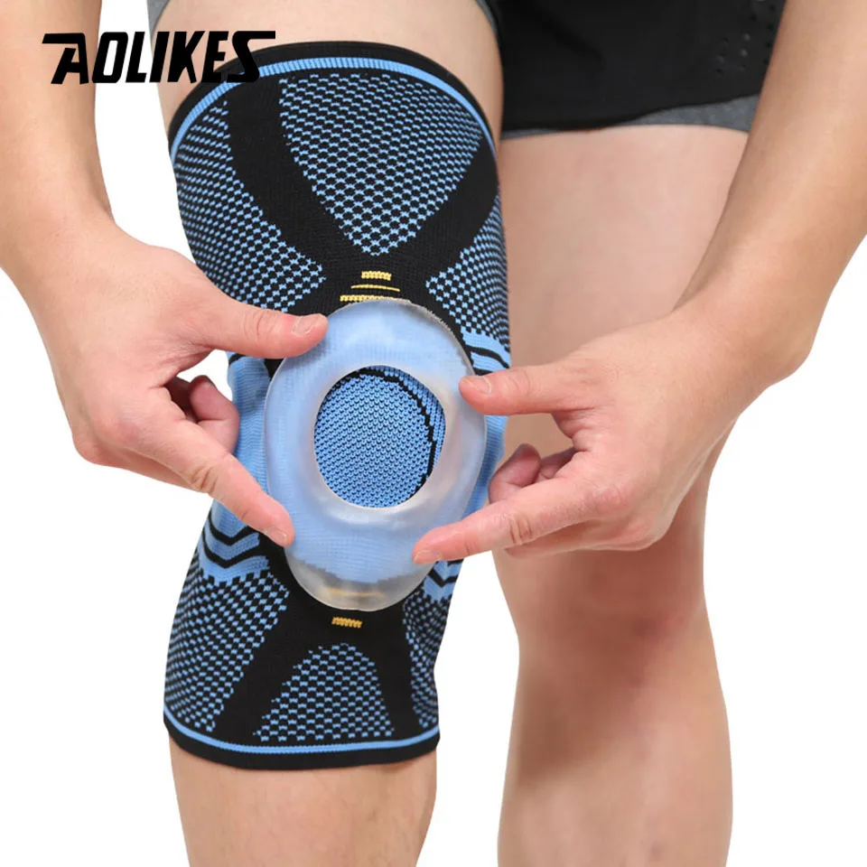 

AOLIKES1PCS Silicone Damping Spring Kneepad Breathable knee Support Outdoor Riding Sports Running Climbing Basketball Knee Prote
