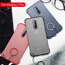 Hard PC Transparent Frameless Case For OnePlus One Plus 7 Pro Cover Shell For OnePlus 7 7Pro 1+7 Pro With Finger Ring Phone Case