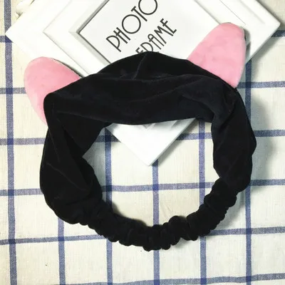 Funny big practical lovely sweet plush cat ears rabbit ears headband hair bands face makeup headband Video broadcast props - Цвет: cat black