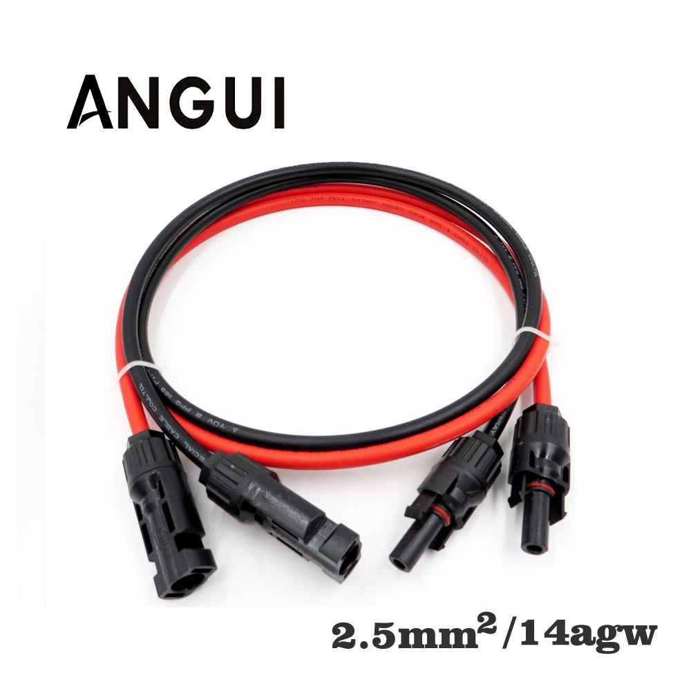 

1pair X 2.5mm2 3ft 6ft 9ft 15ft 30ft 14AWG MC4 Connector Extension Connect branch black parallel Series extend cable