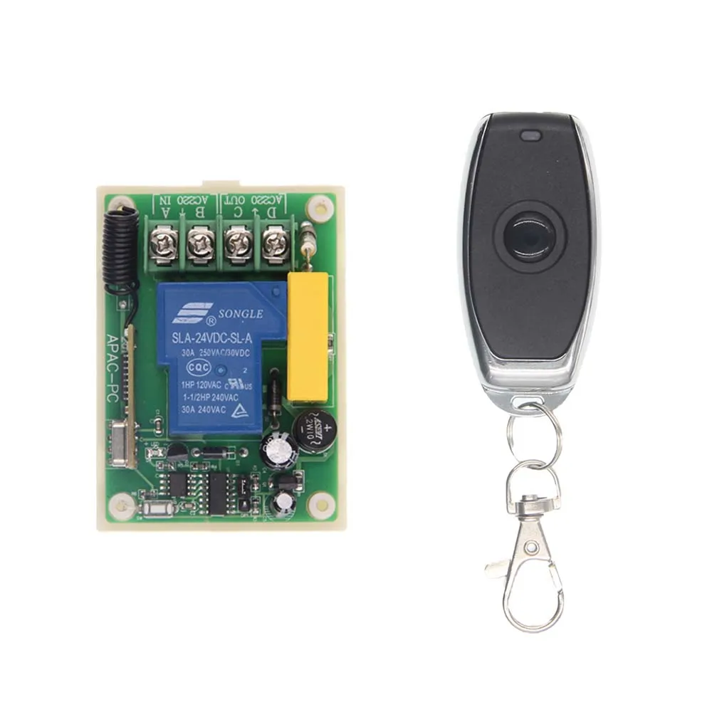 

AC 220V 30A 1 CH 1CH Relay RF Switch Remote Control LED Light Bulb Switch Transmitter Receiver 315/ 433 MHz