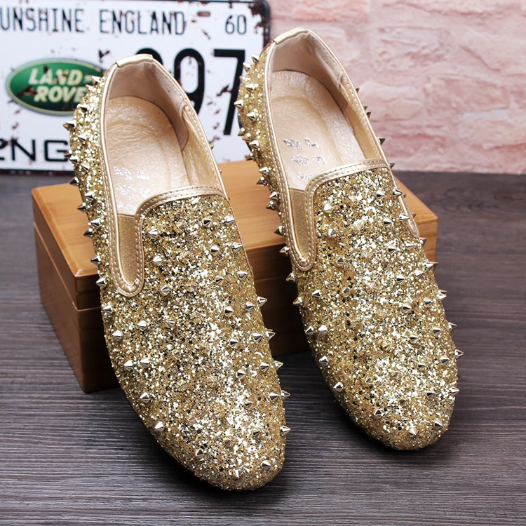gold wedding shoes for men