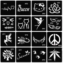 30 шт./компл. 6*6 см тату трафарет со смайликом, с рисунком кота и цветочным принтом, трафарет для аэрографа для росписи хной трафаретные татуировки pochoirs