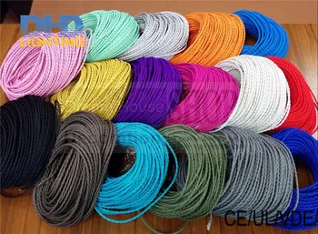 

Free Shipping 100 meters/lot 2x 0.75mm2 Colored Braided fabric Twisted Wire Twisted Cable Textile Braided Electrical Wire